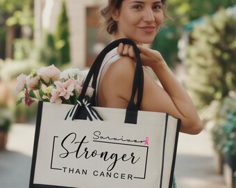 Sac fourre-tout Plus fort que le cancer, ruban de sensibilisation, cadeau de survivant