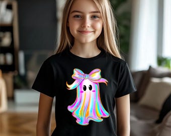 Kids Halloween Ghost T-Shirt, Youth Costume Graphic Tee,gift for her