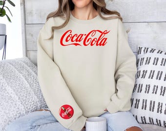 Coca-Cola Embroidered Sweatshirt, Retro Coke Crewneck, Vintage Style