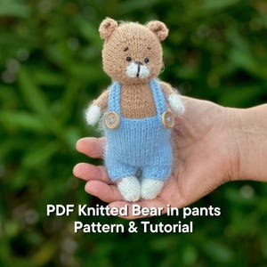 PDF Bear in pants Knitting Pattern, Knitted Toy Tutorial, Knitted Animal Pattern, Teddy Eng