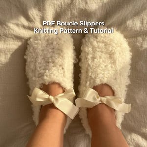 Boucle Knitted Slippers Pattern - Cozy & Customizable Ballet Flats Socks PDF Tutorial eng ru