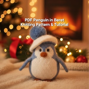 Patrón de pingüino con boina de punto: Tutorial de juguete (Patrón PDF)