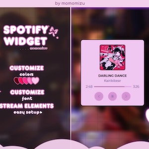 customizeable clean spotify widget | kawaii spotify overlay for stream elements | soft pastel streamer theme