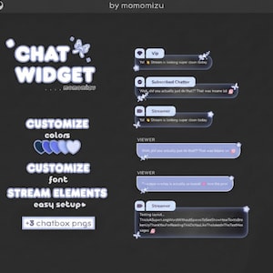 Blå blomma Stream Chat Widget | Kawaii pastelltema (Stream Elements)