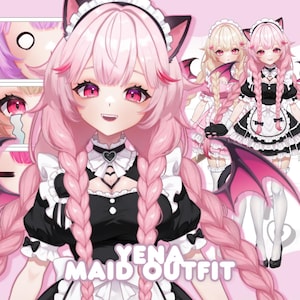 free-ish for a limited time! Halloween Outfit Yena the Black Cat Maid! - Full Body Vtuber - Customizable Vtuber | momomizuvt