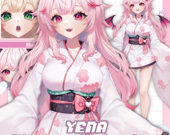 free-ish for a limited time! yena – kimono outfit succubus vtuber model | full body & customizable | momomizuvt