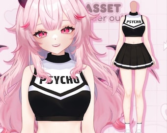 Rigged Vtuber Outfit – Customizable Cheerleader Asset, 5 Skintones