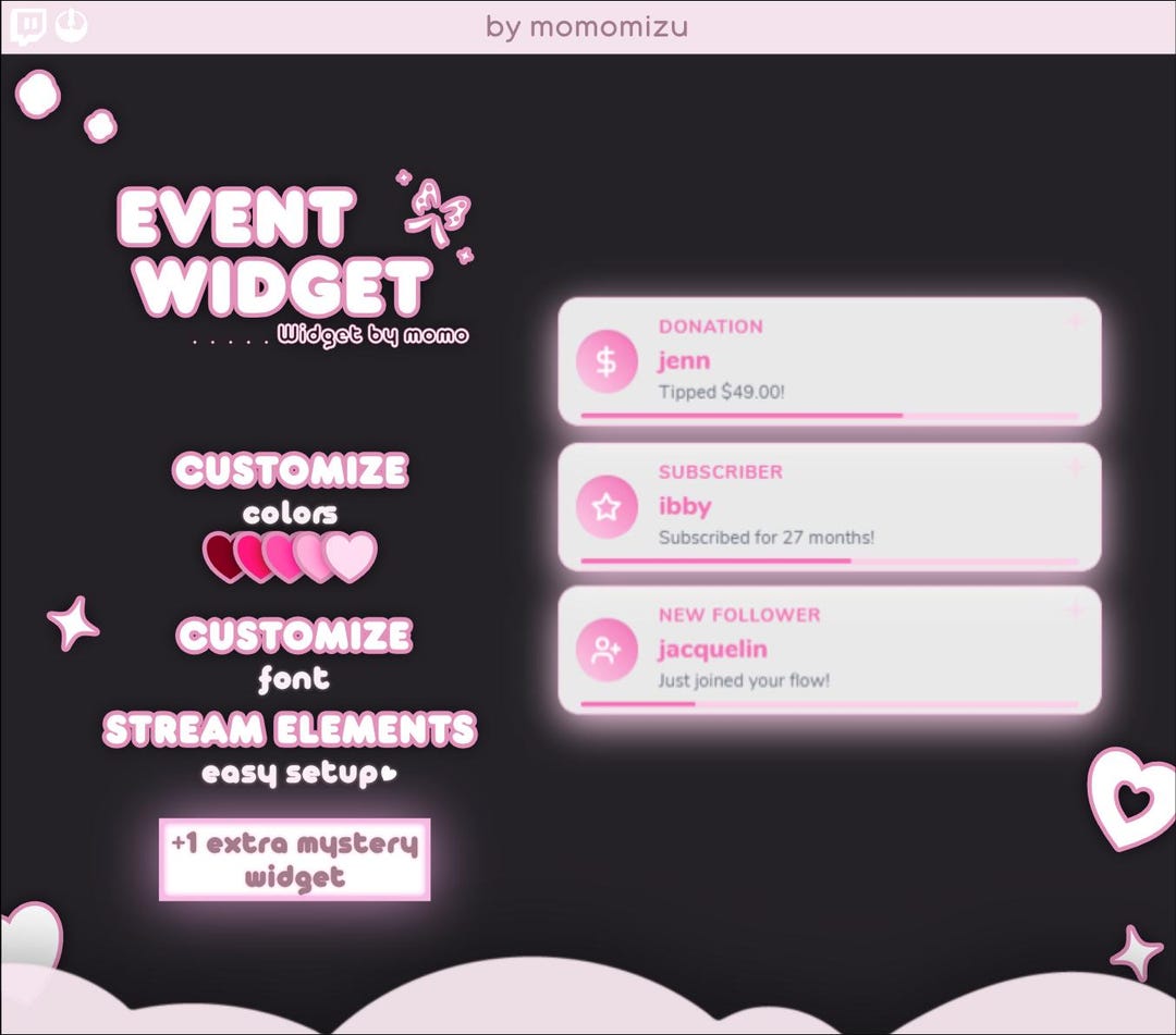 Animated Event Popup Widget for Streamelements With Sounds - Cute ...