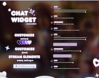 3 free chatboxes) purple glow theme chat widget | kawaii bubble chat overlay for stream elements | soft pastel streamer