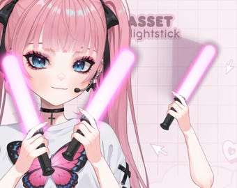 Rigged Hand Holding Lightstick – 5 Skintones – Customizable Asset for Vtube Studio