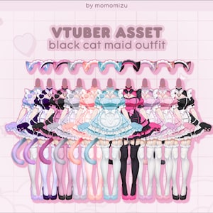 Black Cat Maid Vtuber-outfit – Rigga, anpassningsbara kroppsdelar bild 2