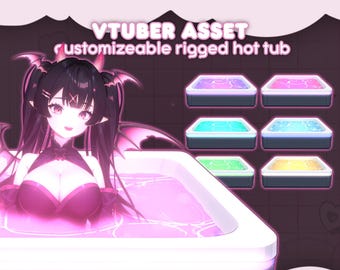 customizable hot tub – fully rigged vtuber asset | live2d item for vtube studio | color customization - momomizu