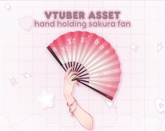 Rigged Hand Holding Fan Vtuber Asset– 5 Skintones – Customizable Asset for Vtube Studio