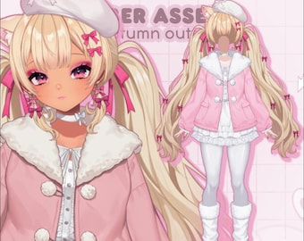 Gyaru Automne Vtuber Outfit & Hair - Personnalisable Corps et cheveux Vtuber Asset - Personnalisable - Articles Vtuber