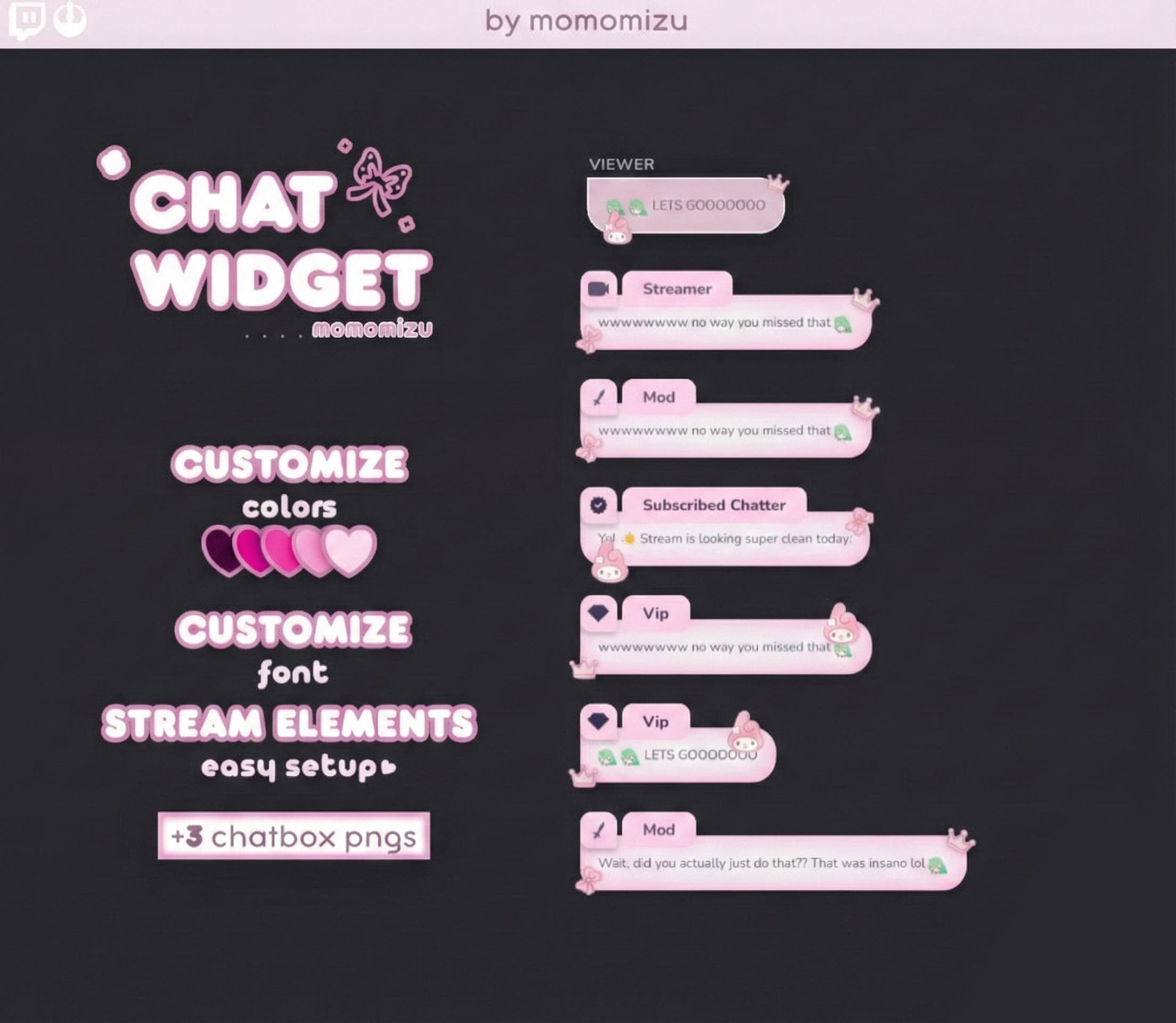 3 Free Chatboxes) Pastel Pink Theme Chat Widget | Kawaii Bubble Chat ...