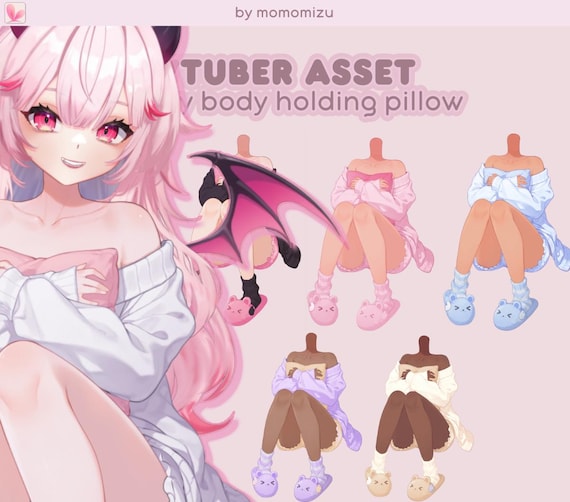 Rigged Body Holding Pillow – VTuber Asset, Customizable Skintones