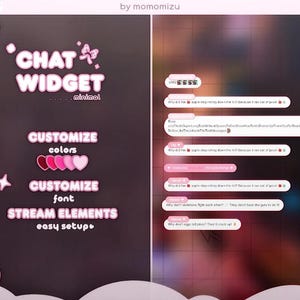 3 free chatboxes) sweet pink pill chat widget | kawaii bubble chat overlay for stream elements | soft pastel streamer theme