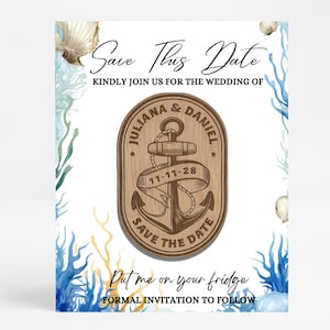 Personalized Anchor Save the Date Magnet: Rustic Nautical Wedding Favor