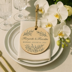 Etiquetas de madera personalizadas para regalos de boda, etiquetas con mensaje "con amor", etiquetas de agradecimiento para boda, etiquetas para despedida de soltera, detalles florales personalizados