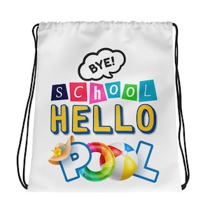 Bunter Sommerferienrucksack, Kordelzugrucksack zum Jahresende, Kinder-Pooltasche, leichter Sommerrucksack, Geschenk für Lehrer und Kinder