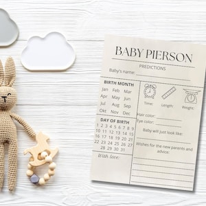 de carte Prédictions et conseils personnalisés pour une baby shower minimaliste | Prédictions classiques pour les bébés
