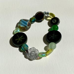 Czech Beaded Bracelet | One of a Kind Handmade Glass Flower Charm Bracelet | Pastel Jewelry Gift
