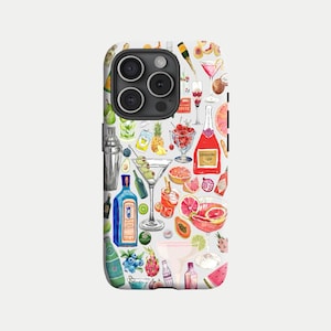 Coquette Martini Collage Case, Cocktail Phone Case, Y2K Aesthetic, for iPhone 16, 15, 14, 13, 12, 11 and Samsung Galaxy S25, S24, S23, S22