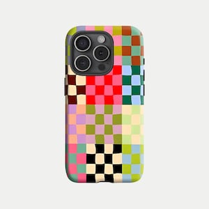 Designer Colorful Checkerboard Phone Cases - Compatible with Apple iPhone 16, 15, 14, 13, 12, 11 and Samsung Galaxy S25, S24, S23, S22