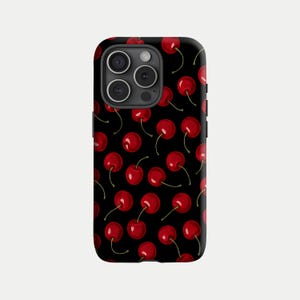 Red Cherry Phone Case – Cute Glossy Fruit Aesthetic Protective Cover for iPhone 16, 15, 14, 13, 12, 11 and Samsung Galaxy S25, S24, S23, S22