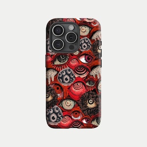 Creepy Eyes Phone Case - Horror Grunge Art Cover, Scary Gothic Aesthetic, for iPhone 16 15 14 13 12 11, Samsung Galaxy S25 S24 S23 S22