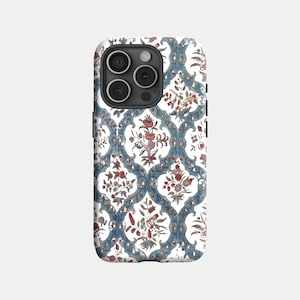 Vintage Blue Floral Case | Cultural Art Case | Aunique gift for her iPhone 17 16, 15, 14, 13, 12, 11 and Samsung Galaxy S25, S24, S23, S22