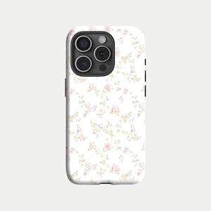 Pink Floral PhoneCase, Cute Girly Flower Pattern Protective Case for iPhone 16 15 14 13 12 11 Pro Max Plus Mini & Samsung Galaxy S23 S22 S21