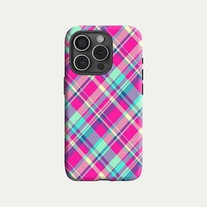 Check Phone Case Tartan Fabric Print Protective Cover Compatible with iPhone 17 16, 15, 14, 13, 12, 11 and Samsung Galaxy S25, S24, S23, S22