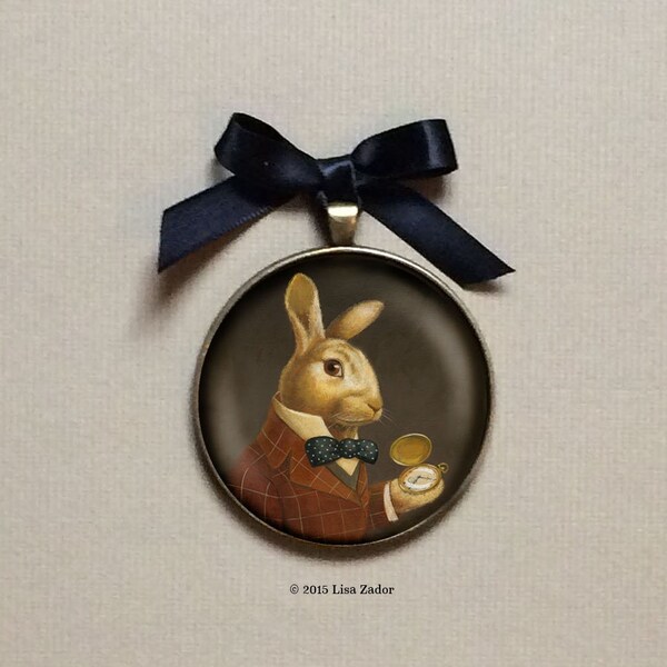 White Rabbit in Suit with Pocket Watch 2" Round Ornament inspired by Alice in Wonderland