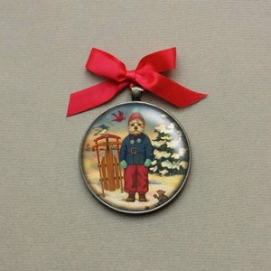 Snow Dog Christmas Ornament - Portrait Miniature - Maltese Dog -  Ready to Hang - Dog Portrait - Gallery Wall Art