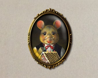 Gingerbread Mouse Brooch - Christmas Mouse Pin - Stocking Stuffer - Secret Santa Gift - Teacher's Gift