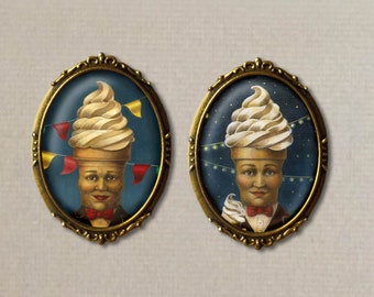 Mr. Softee Portrait Brosche - Mr. Softee Pin - Retro Food Icon - Eisbrosche - Anthropomorphe Lebensmittel