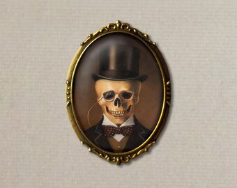 Skeleton Brooch Pin - Skull Brooch Pin - Victorian - Gothic - Steampunk - Halloween