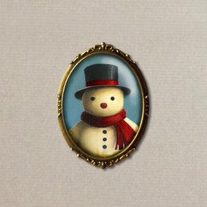 Snowman Brooch, Snowman Pin, Christmas Pin, Christmas Brooch, Retro Snowman, Retro Christmas, Vintage Snowman, Vintage Christmas, Oval, Felt