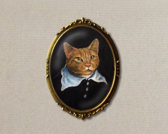 Cat Brooch, Cat Pin, Cat Portrait Brooch, Cat Art, Animal Portrait, Pet Portrait Brooch Flemish Cat,  Cat Lover's Gift, Cat Owner,