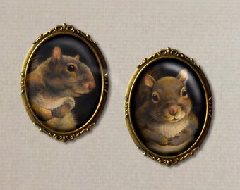 Squirrel Brooch Oval, Squirrel Pin, Squirrel Art, Squirrel Portrait, Squirrel Rehab, Squirrel Lover Gift, Animal Lover, Stocking Stuffer