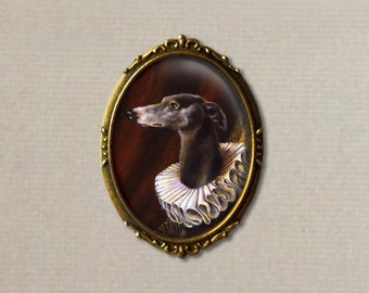 Greyhound Brooch, Dog Brooch, Greyhound Pin, Greyhound Portrait, Dog Art, Pet Portrait Brooch, Dog Lovers Gift, Stocking Stuffer