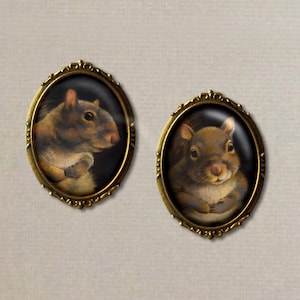 Squirrel Brooch Oval, Squirrel Pin, Squirrel Art, Squirrel Portrait, Squirrel Rehab, Squirrel Lover Gift, Animal Lover, Stocking Stuffer