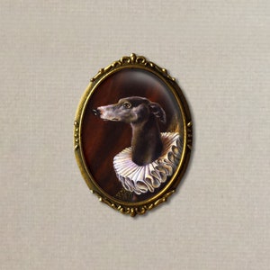 Greyhound Dog Portrait Brooch from Original Artwork - Oval Brooch for Dog Lovers Gift, Stocking Stuffer