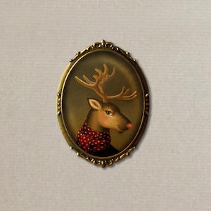 Reindeer Brooch, Reindeer Pin, Christmas Brooch, Christmas Pin, Vintage Reindeer, Stocking Stuffer, Secret Santa Gift, Teachers Gift image 1