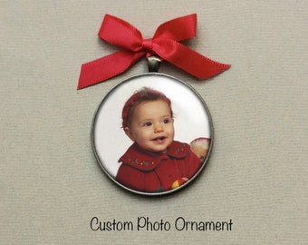 Ornement photo personnalisé, Bébé, Famille souvenir personnalisé, Noël, Mémorial, Rembourrage de bas, Anniversaire,