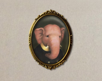 Elepnant Pin, Elephant Portrait, Elephant Brooch, Elephant Portrait, Elephant Lover Gift, Animal Brooch,