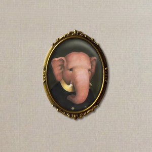 Elepnant Pin, Elephant Portrait, Elephant Brooch, Elephant Portrait, Elephant Lover Gift, Animal Brooch,