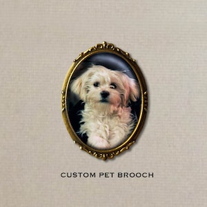 Custom Pet Portrait Brooch using your Photograph, Keepsake for Pet Memorial or Dog and Cat Pet Owner Gift or Stocking Stuffer at Christmas