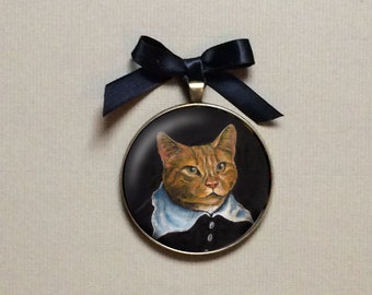 Cat Ornament, Ginger Cat Portrait Miniature,  Christmas Ornament, Cat Decoration, Flemish Cat, Cat Decor, Cat Lover Gift, Housewarming Gift